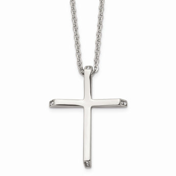 Stainless Steel CZ Cross Pendant Necklace