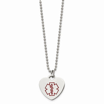 Stainless Steel Heart Shaped Medical Pendant 22in Necklace