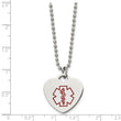Stainless Steel Heart Shaped Medical Pendant 22in Necklace