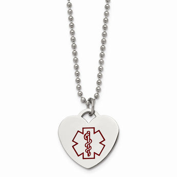 Stainless Steel Heart Shaped Medical Pendant 22in Necklace