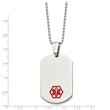 Stainless Steel Red Enamel Medical Necklace