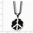 Stainless Steel Black Stingray & Peace Symbol 24in Double Necklace
