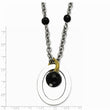 Stainless Steel Black Onyx & Yellow IP-plated with 2 inch ext Necklace