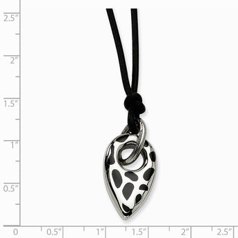 Stainless Steel Black Resin Pendant with 2 inch ext Necklace