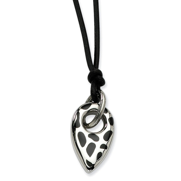 Stainless Steel Black Resin Pendant with 2 inch ext Necklace
