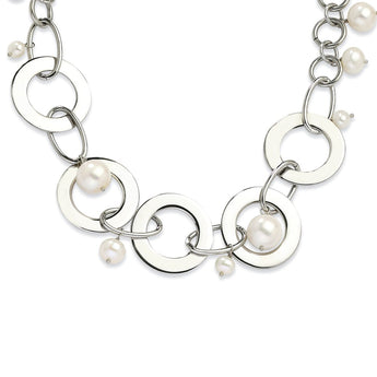 Stainless Steel FW Cultured Pearls Necklace