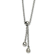 Stainless Steel Brushed & Polished Teardrop 20in Y Necklace