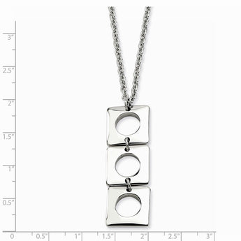 Stainless Steel Polished Squares 20 with 2in Ext Necklace