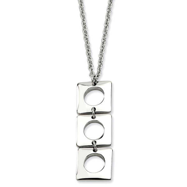 Stainless Steel Polished Squares 20 with 2in Ext Necklace