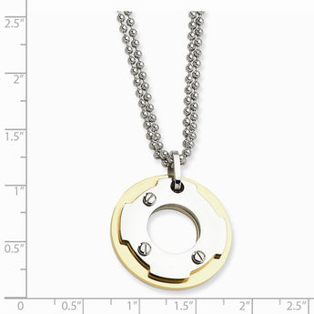 Stainless Steel Yellow IP-plated Circle Double Necklace