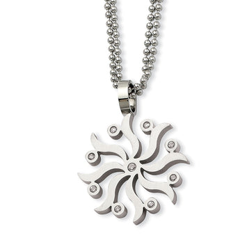 Stainless Steel Snowflake w/ CZs 22in Necklace