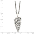 Stainless Steel Fancy Shell w/ CZs Pendant 22in Necklace