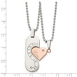 Stainless Steel Polished & Pink IP-plated Necklace Set