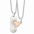 Stainless Steel Polished & Pink IP-plated Necklace Set