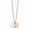 Stainless Steel Polished & Rose IP-plated Heart Necklace