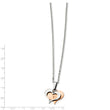 Stainless Steel Polished & Rose IP-plated Heart Necklace