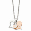 Stainless Steel Polished & Rose IP-plated Heart Necklace