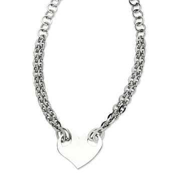 Stainless Steel Polished Heart 20in Necklace