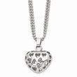 Stainless Steel Puffed Heart w/ Heart Cutouts 22in Necklace