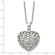 Stainless Steel Filigree Puffed Heart Pendant Necklace
