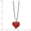 Stainless Steel Red Crystal Heart Pendant Necklace