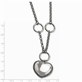 Stainless Steel Dangle Heart 18 w/1in ext Necklace