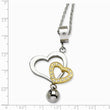 Stainless Steel Yellow IP-plated & CZ Heart Pendant Necklace