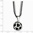 Stainless Steel Black Enamel Hearts 24in Necklace