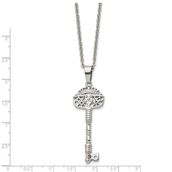 Stainless Steel Fancy Key Pendant Necklace