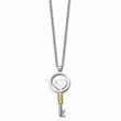 Stainless Steel Gold IP-plated & CZ Key 22in Necklace