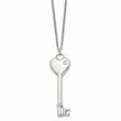 Stainless Steel Heart with CZ Key Pendant Necklace