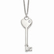 Stainless Steel Heart with CZ Key Pendant Necklace