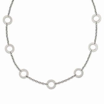 Stainless Steel Polished Circles 26in Necklace
