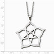 Stainless Steel Fancy Polished Flower 22in Necklace