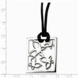 Stainless Steel Polished Square w/Flowers 22in Cord Necklace