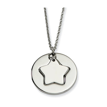 Stainless Steel Polished Star & Star Cutout Necklace