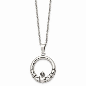 Stainless Steel Claddagh Pendant Necklace