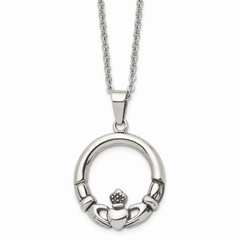 Stainless Steel Claddagh Pendant Necklace