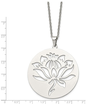 Stainless Steel Flower Cutout Pendant Necklace