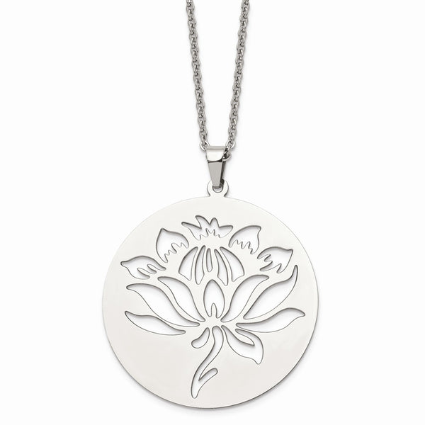 Stainless Steel Flower Cutout Pendant Necklace