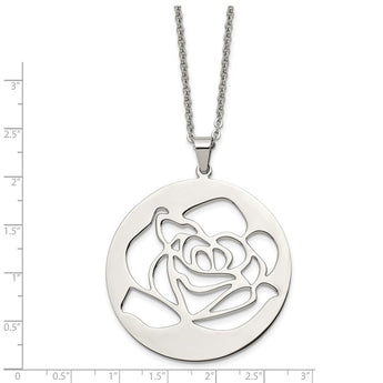 Stainless Steel Rose Cutout Pendant Necklace