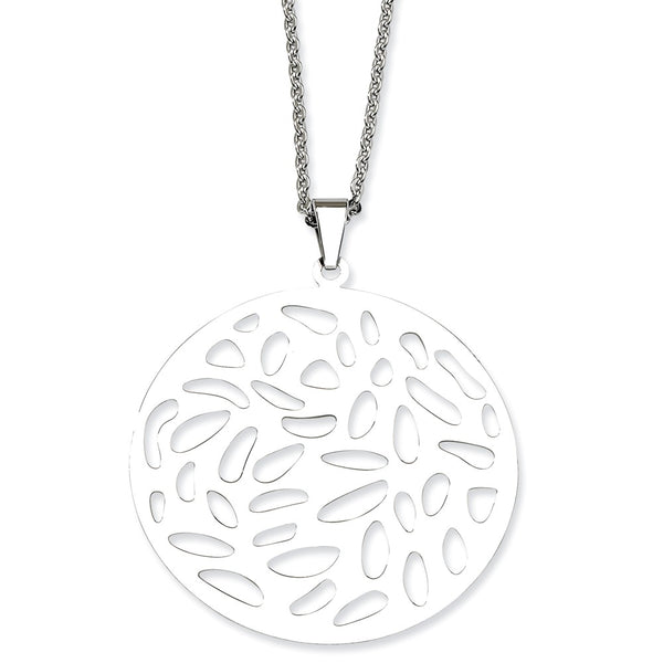 Stainless Steel Fancy Cutout Pendant Necklace