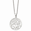 Stainless Steel Polished Fancy Swirl Pendant Necklace