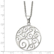 Stainless Steel Polished Fancy Swirl Pendant Necklace