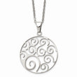 Stainless Steel Polished Fancy Swirl Pendant Necklace