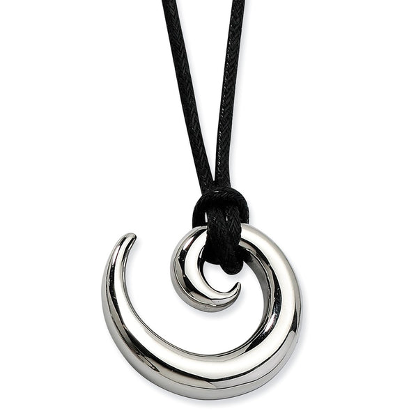 Stainless Steel Polished Swirl 24in Cord Necklace