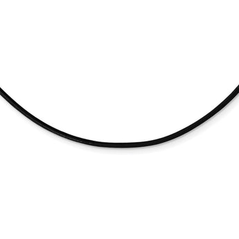 Stainless Steel Black Leather Cord 18in Necklace