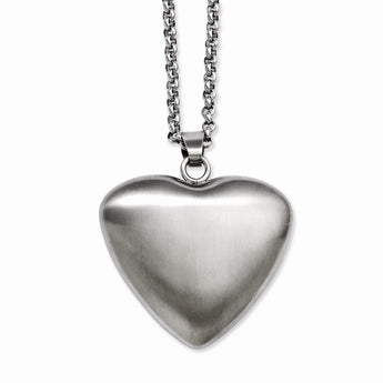 Stainless Steel Matte Finish Heart Pendant Necklace