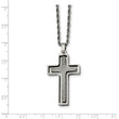 Stainless Steel Polished & Laser Cut Cross Pendant Necklace