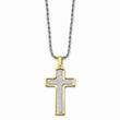 Stainless Steel Yellow IP-plated Laser Cut Moveable Cross Necklace